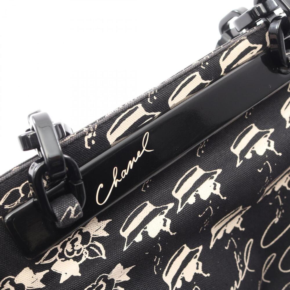 CHANEL Black Canvas Logo Tote Bag - Picture 8 of 11